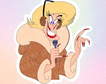 Aladdin Sticker, Genie Joan Rivers, Hand-Drawn Water Resistant Vinyl Sticker