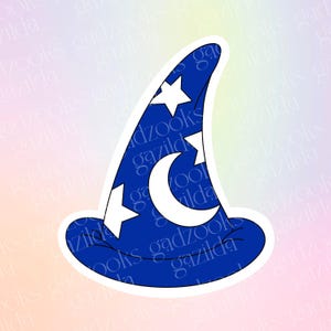 Fantasia Sticker, Wizard's Apprentice Hat, Hand-Drawn Waterproof Vinyl Sticker