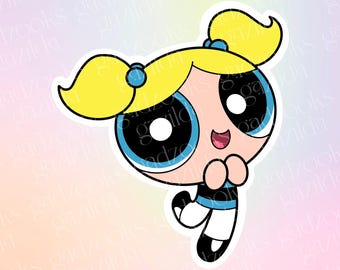 Powerpuff Girls Sticker, Bubbles Cutie, Hand-Drawn Waterproof Vinyl Sticker
