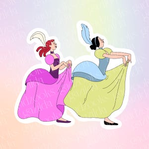 Magic Movie, Cinderella Sticker, Evil Step Sisters Anastasia Drusella, Hand-Drawn, Waterproof, Unique, Nostalgic, Stocking Stuffer, Gift