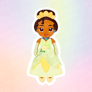 Magic Movie, Princess & the Frog Sticker, Tiana Princess Plush, Hand-Drawn, Waterproof, Unique, Nostalgic, Stocking Stuffer, Gift