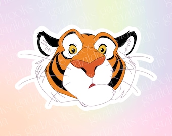 Aladdin Sticker, Raja Big Tiger Striped Kitty Princess Pet, Hand-Drawn Waterproof Vinyl Sticker