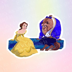 Beauty & the Beast Sticker, Castle Flirt, Hand-Drawn Waterproof Vinyl Sticker