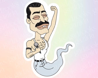 Puberty Sticker, Ghost Freddie Mercury, Hand-Drawn, Waterproof, Unique, Nostalgic, Stocking Stuffer, Gift