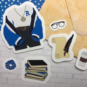 Roupa azul inspirada em mago de volta às aulas | Pacote de adesivos
