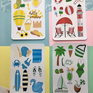 Paquete de pegatinas de verano l Hojas de pegatinas de planner l Pegatinas de libros de recortes de playa de colores