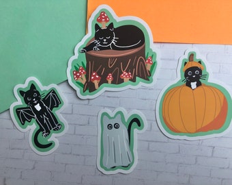 ZESTAW Halloween koty l Naklejki na Halloween l Artykuły papiernicze l Zestaw na Halloween I Fioletowy zestaw naklejek pastelowych