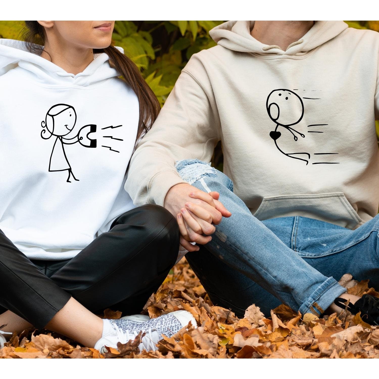 Funny Couple Magnet Matching Hoodies, Magnet Heart Hoodies, Love Hoodie,  Funny Shirt for Husband, Funny Shirt for Wife, Shirt for Partner 