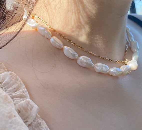 Freshwater Pearl Necklace Real Pearl Choker 14k Gold Filled