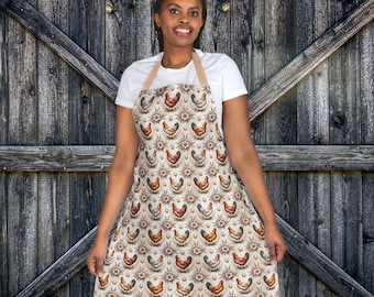 Chicken Apron | Farmhouse Kitchen Cooking Apron, Chicken Pattern