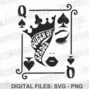 Queen Of Spades Playing Card Art SVG PNG, Queen Shirt, Stylish Wall Art SVG, Sublimation Design, Digital Craft Files For Cricut & Silhouette