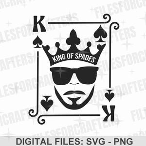 Roi de pique carte à jouer art PNG SVG, roi chemise, élégant art mural SVG, conception par sublimation, fichiers pour Cricut/Silhouette, téléchargement numérique