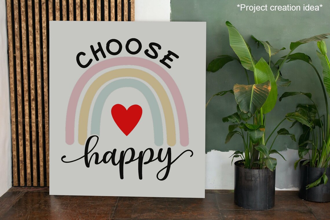 Download Choose Happy Rainbow Heart Svg Happiness Svg Inspirational | Etsy
