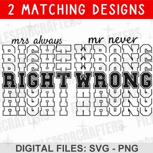 Camisas de casais combinando Svg, presente de casamento Svg, camisas engraçadas de aniversário, presente de recém-casados DIY, arquivos de corte Cricut e Silhouette, arquivo digital Png