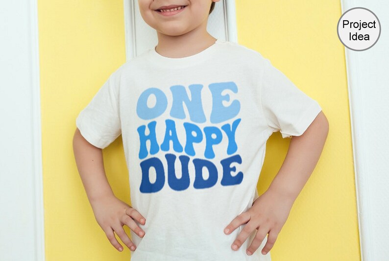 One Happy Dude 1st Birthday SVG PNG: Retro Wavy Text (digital Craft ...