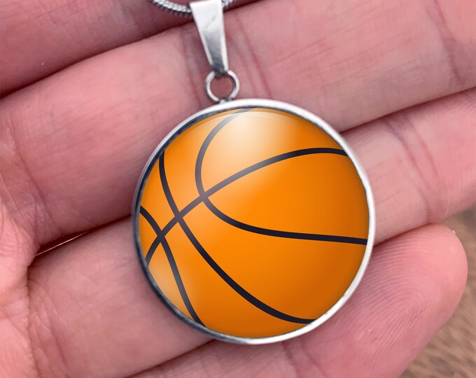 Basketball Charm Necklace Sports Jewelry Team Sports Etsy UK