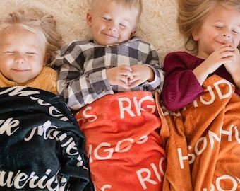 Personalized Blanket Toddlers, Kids, Baby 3 Sizes, Custom Name Nursery Blanket for Newborn, Kids, Swaddle Gift Christmas Gift Minky Plush