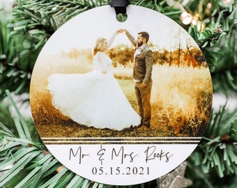 Personalized Newlywed Ornament, Our First Christmas, Custom Photo ornament, Wedding Ornament, Engagement Ornament, Gift For Couple, Custom