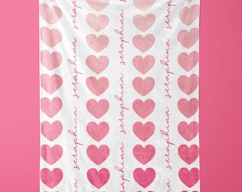 Bonita manta con nombre en forma de corazón, manta personalizada con forma de corazón, manta con nombre para niña, bonito regalo de San Valentín para niños, regalo para niña, manta con corazón