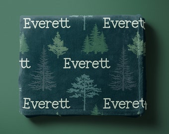 Woodland Baby Blanket, Forest themed kids blanket, Boy baby blanket, woodland nursery decor, Kids Name Blanket, Personalized Name Blanket