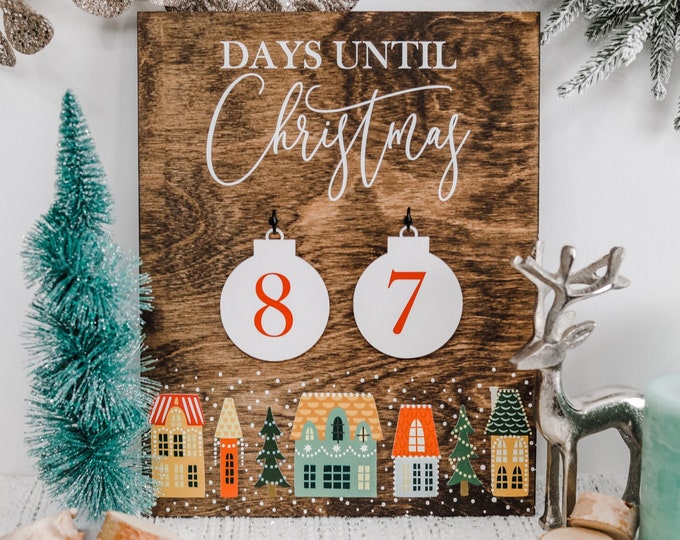 Christmas Countdown Wood Blocks Days Until Christmas Decoration Hand ...