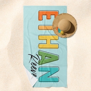 Kids Name Towel, Personalized Towel, Personalized Beach Towel, Towel with Name, Gift for Kids, Colored Kids Towel, Tween Beach Towel