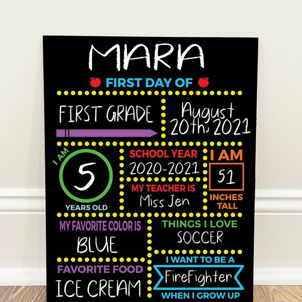 First Day or School Chalkboard Sign, Back to School Sign, Reusable School Sign, Last Day Of School, School Photo Prop, Reversible Option