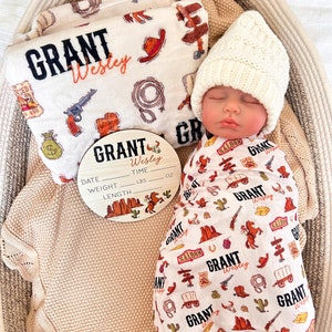 Western Baby Blanket, Cowboy themed kids blanket, longhorn baby blanket, western nursery decor, Kids Name Blanket, Personalized Name Blanket