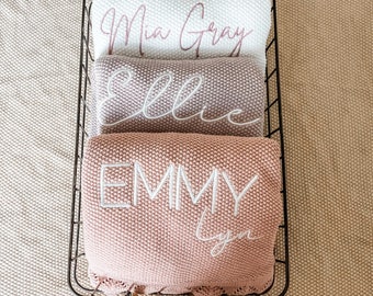 Embroidered Name Knit Blanket, Knitted Baby Name Blanket, Baby Name Blanket, Personalized Name, Name Blanket for Girl, Baby Girl Blanket