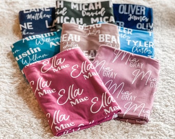 Baby Name Swaddle, Newborn Name Swaddle, Personalized Baby Name Swaddle, Hospital Blanket, Baby Shower Gift, Newborn Blanket, Baby Name Gift