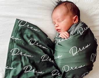 Baby Name Swaddle, Newborn Name Swaddle, Personalized Baby Name