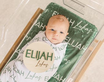 Newborn Name Blanket, baby name swaddle, first and middle name blanket, baby name swaddle, newborn swaddle and blanket, hospital blanket