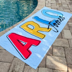 Kids Name Towel, Personalized Towel, Personalized Beach Towel, Towel with Name, Gift for Kids, Colored Kids Towel, Toddler Beach Towel