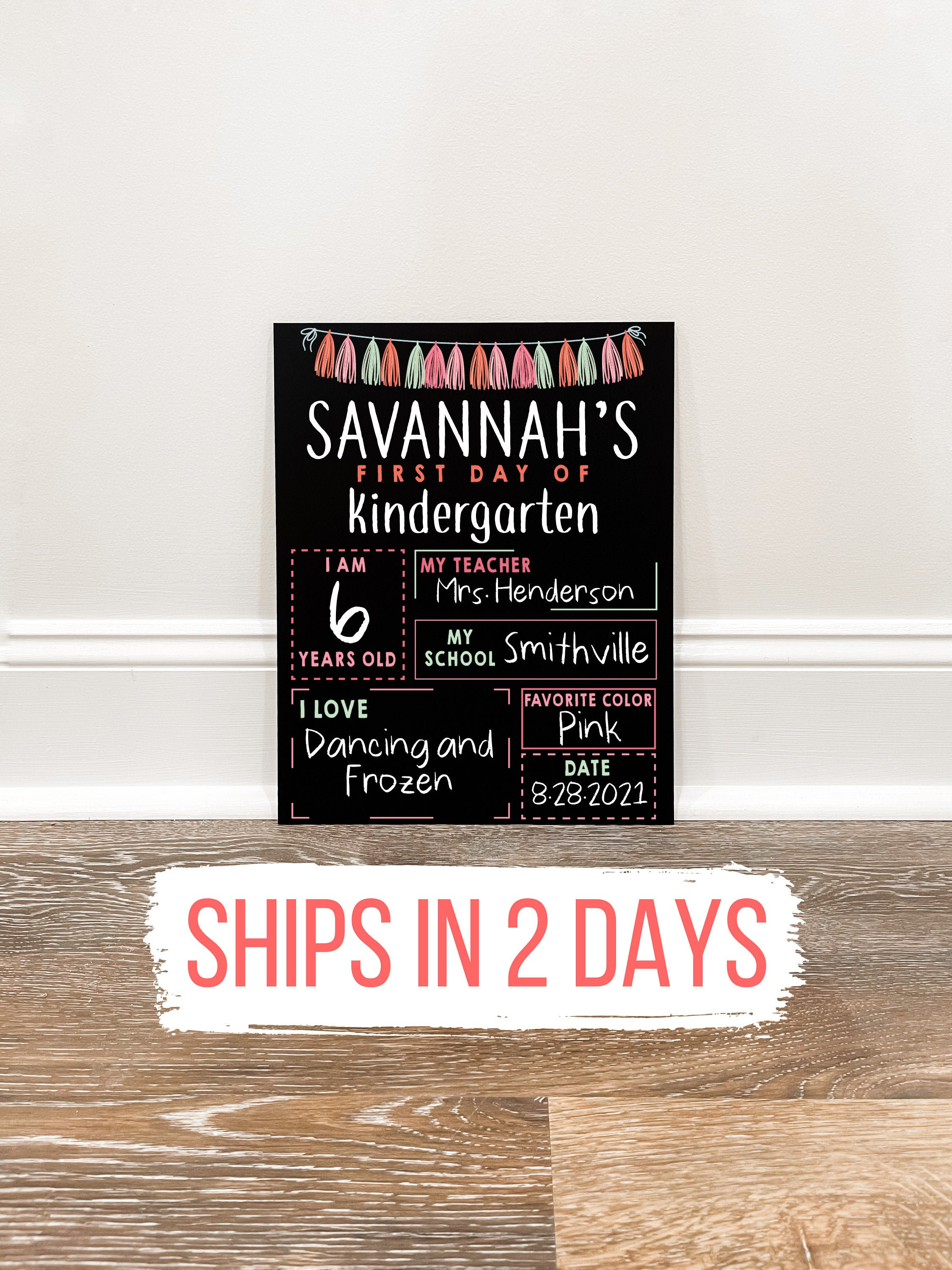 First Day or School Chalkboard Sign, Back to School Sign, Reusable Sc…