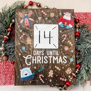 Christmas Countdown Sign, Santa Countdown, Days Until Christmas, Wooden Advent Calendar, Christmas Home Decor, Kids/Family Christmas Sign