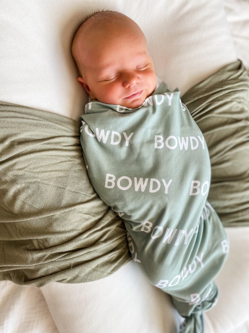 Baby Name Swaddle, Newborn Name Swaddle, Personalized Baby Name Swaddle, Hospital Blanket, Baby Shower Gift, Custom Baby Gift, Green Swaddle image 7