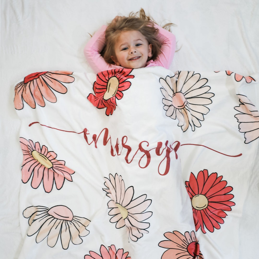 Personalized Blanket for Kids, Daisy Theme, Pink Blanket, Custom Baby ...