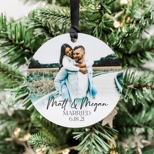 Personalized Couple Christmas Ornament, Engagement Ornament, Married Ornament, Save The Dates, Custom Christmas Ornament, Photo Ornament