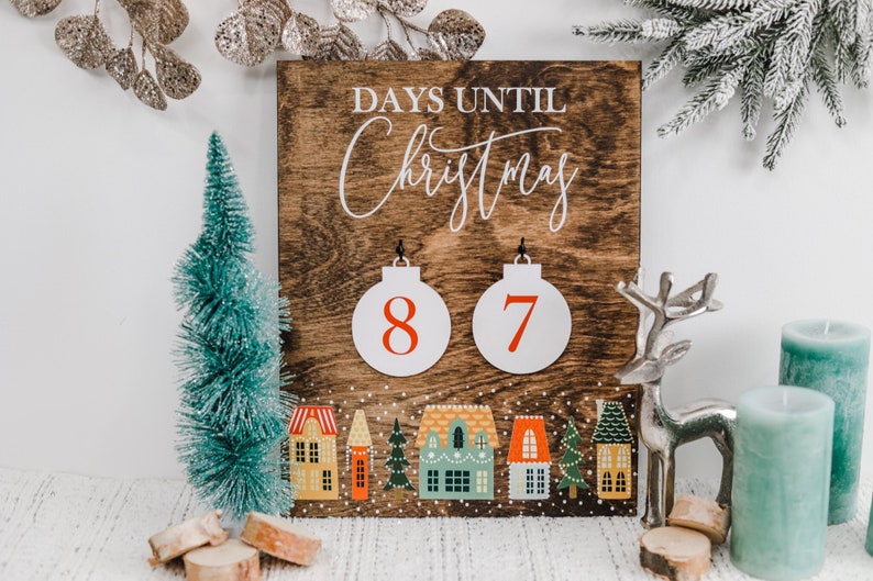 Christmas Countdown Sign, Days Until Christmas Sign, Early Christmas Countdown, Days Until Christmas Sign, Classic Holiday Decor image 1