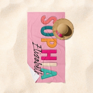 Kids Name Towel, Personalized Towel, Personalized Beach Towel, Towel with Name, Gift for Kids, Colored Kids Towel, Tween Beach Towel