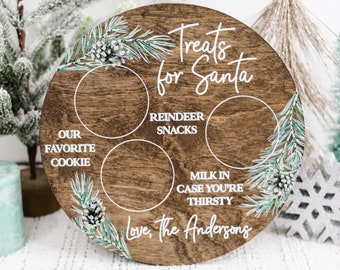 Custom Santa Cookie Plate | Christmas Eve Cookie Tray | Santa Cookie and Milk Platter | Wooden Farmhouse Cookie | Dear Santa Sign