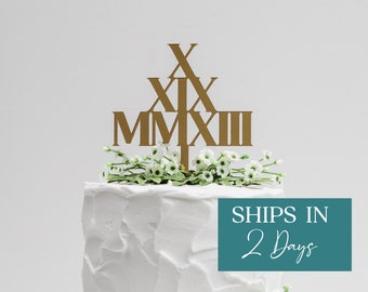 Roman Numeral Cake Topper, Personalized Cake Topper, Custom Wedding Date Cake Topper, Modern Wedding Cake Topper, Anniversary Cake Topper