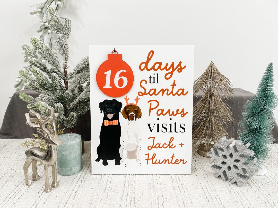Custom Dog Christmas Countdown Sign, Days Until Christmas Sign