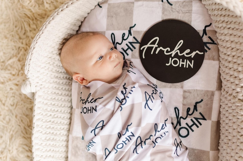 Baby Name Swaddle, Newborn Name Swaddle, Personalized Baby Name Swaddle