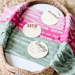 Baby Name Swaddle, Name Swaddle for Girl, Baby Name Announcement, Hospital Newborn Announcement, 3D Baby Birth Stat, Newborn Name Swaddle