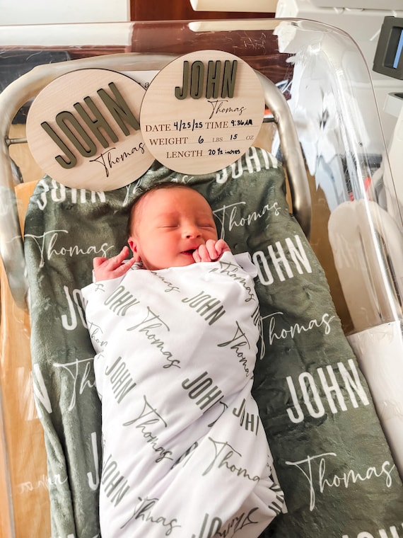 Newborn Name Blanket, baby name swaddle, first and middle name blanket, baby name swaddle, newborn swaddle and blanket, Name Swaddle for Boy