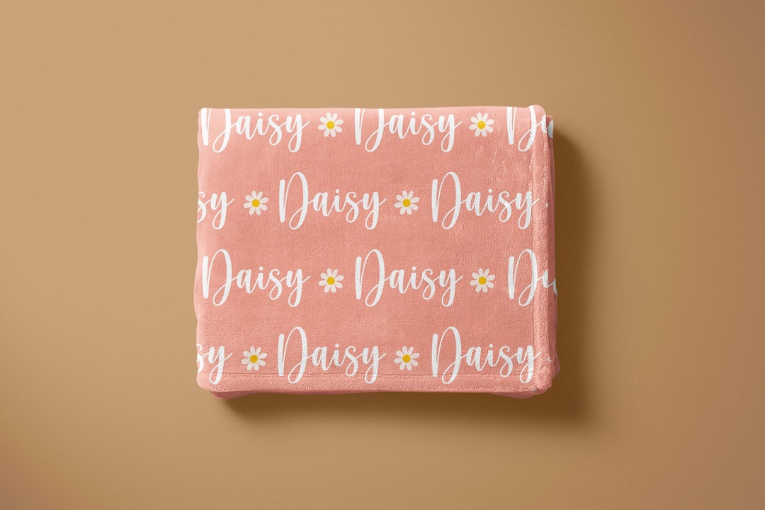Kids Name Blanket With Daisy, Daisy Name Blanket, Name Blanket for Girl