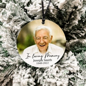 In Loving Memory Christmas Ornament, Custom Christmas Ornament, Memorial Ornament, Photo Christmas Ornament, 3.9", Gift after Loss