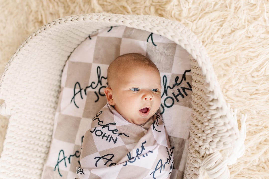 Baby Name Swaddle, Newborn Name Swaddle, Personalized Baby Name Swaddle