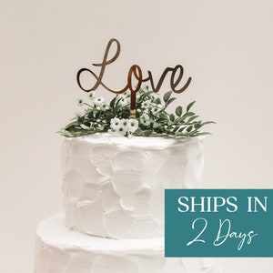 Love Cake Topper, Rose Gold Acrylic Cake Topper, Anniversary Cake Topper, Acrylic Cake Topper, Wedding Cake Topper, Modern Cake Topper